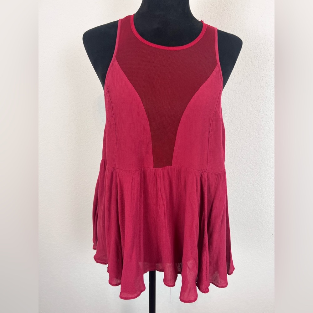 Intimately by Free People Marble Sheer Racerback Cami Peplum Top Size Small